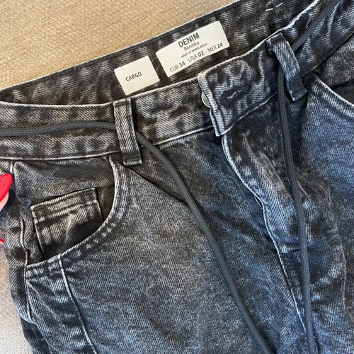 Cargo women's pants new, black denim, size 34