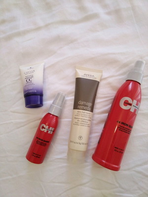 Hair styling products used, set of 3/4 items