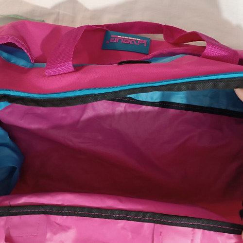 LiveUp Sports gym bag, fuchsia with turquoise details