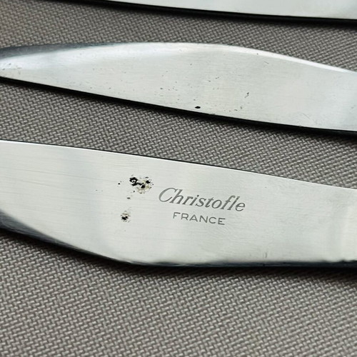 Christofle France collectible set of 3 knives used, Olympic Airways Onassis era