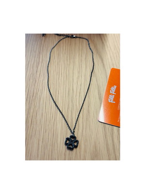 Folli Follie black necklace like new with black zircon