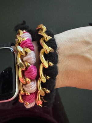 Handmade bracelets new in black and pink colors