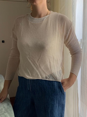 See Through Mango T-shirt like new, beige, size M