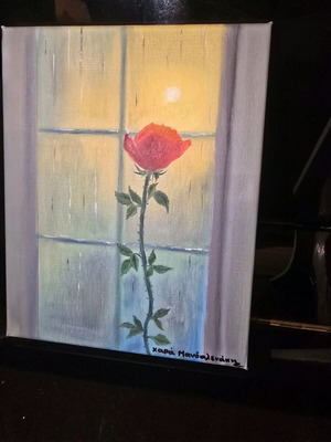 Oil painting on canvas rose at the window new 30×24