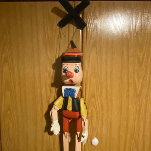 Large wooden Pinocchio marionette used