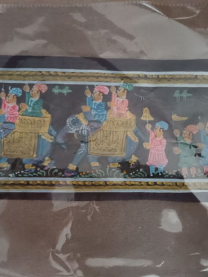 Indian scenes on silk fabric new