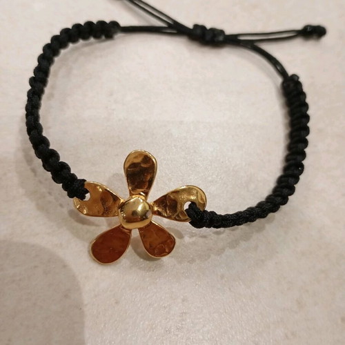 Macrame bracelet handmade adjustable, black, new