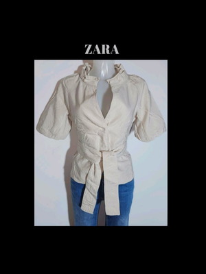 Zara jacket with flattering cut and belt like new, beige