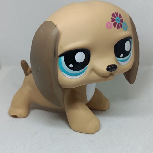 Littlest Pet Shop Jumbo Beige Dachshund figure used, Hasbro