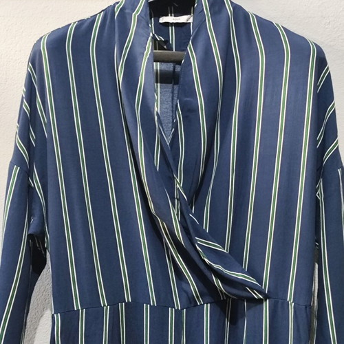 Mango suit women's jumpsuit like new, size Large, blue stripes