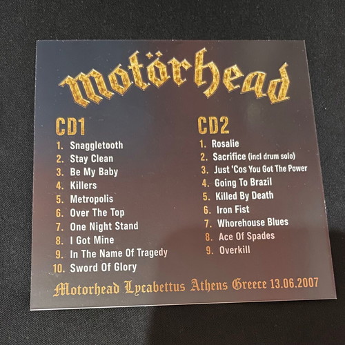 Motörhead Live Athens 2007 Lycabettus double CD-R unofficial limited edition