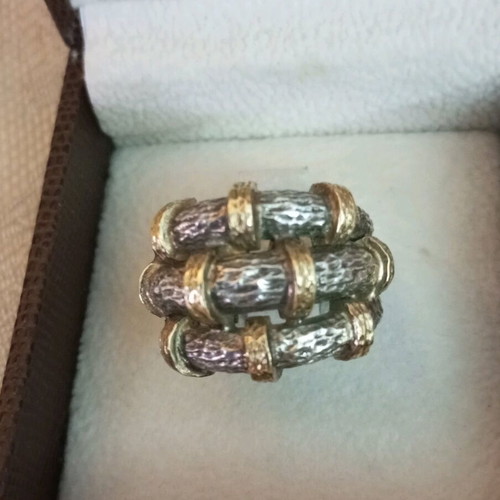 Zolotas silver-gold set 950 24k used, hammered
