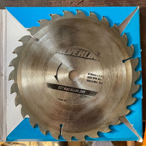 Saw blade used, for wood with nails