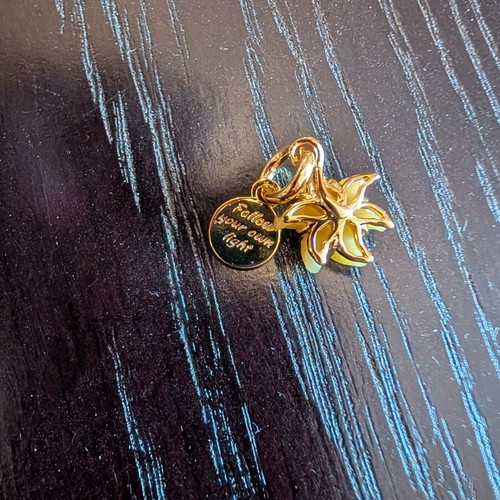 Yellow flower charm with gold details, S925