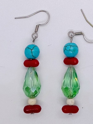 Earrings with semiprecious stones and crystals, new, handmade