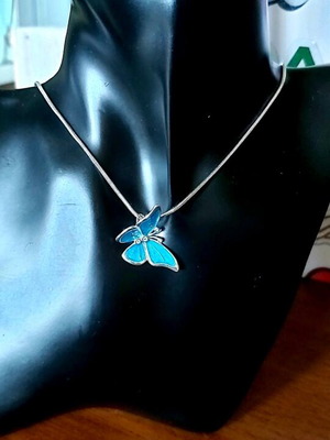 Κολιέ Pandora από ασήμι με τυρκουάζ στοιχείο s925Ale σαν καινούργιο