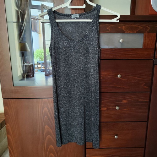 Long black blouse with silver thread like new, size S