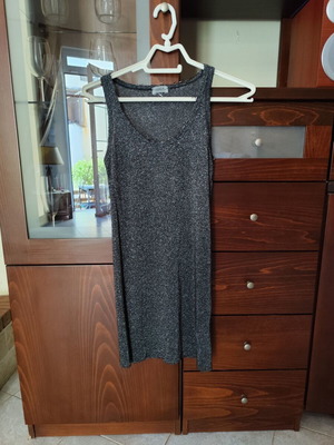 Long black blouse with silver thread like new, size S