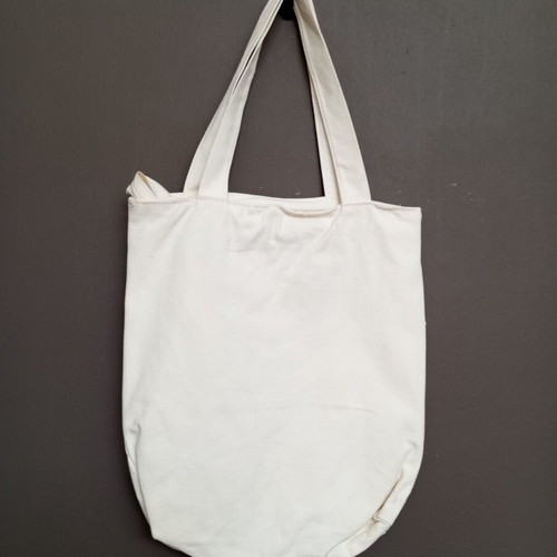 Canvas tote bag with zipper, shoulder bag, white with glitter illustration