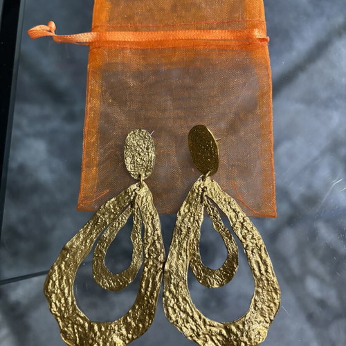 Embossed gold-tone women's earrings