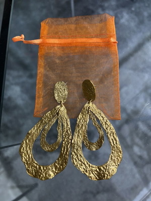 Embossed gold-tone women's earrings