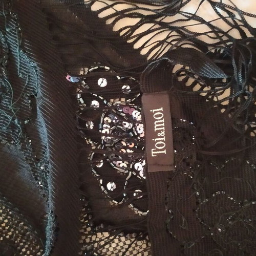 Scarf like new black evening embroidered with beads Toi&Moi