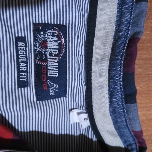 Camp David plaid shirt used, men's size L, red and blue
