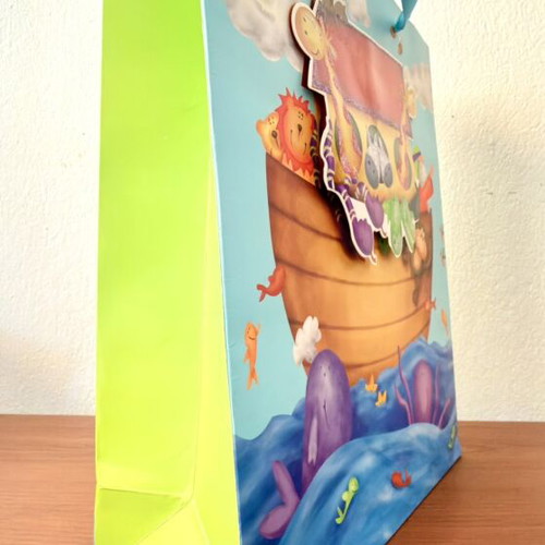 Noah's Ark gift bag with satin ribbon handle