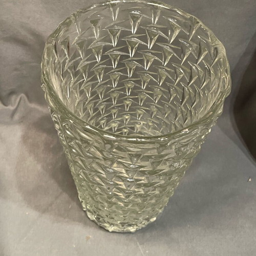 Glass vase used, carved old glass