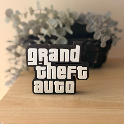Grand Theft Auto Logo 3D Printed Desk Sign made to order