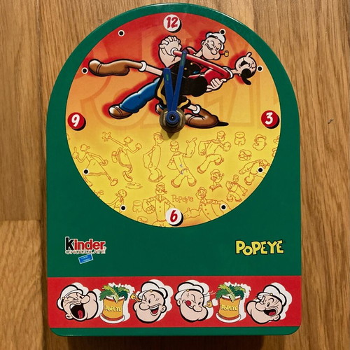 Collectible metal clock box Kinder Popeye like new