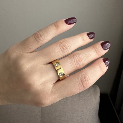 Love ring gold stainless steel with zirconia new
