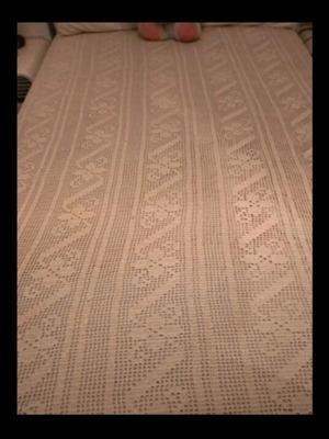 Handmade ecru cotton blanket for double bed like new