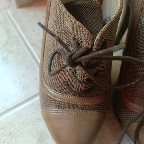 Plaid lace-up ankle boots like new, brown, size 37