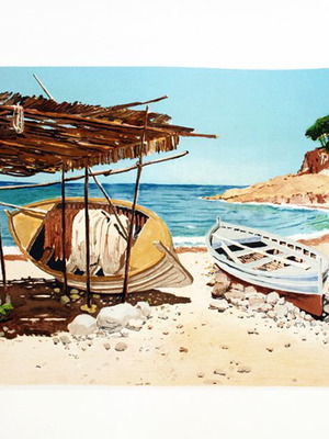 Lithograph Antonio Falvo seaside landscape like new