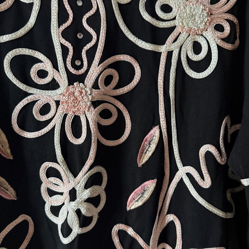 Black blouse with knitted designs new, size XXL