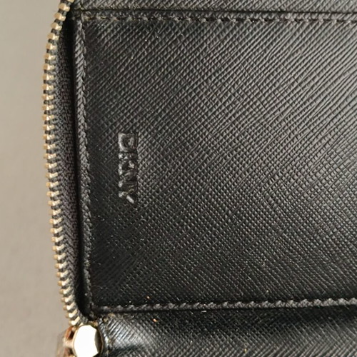 DKNY Large Leather Wallet used, black wristlet clutch