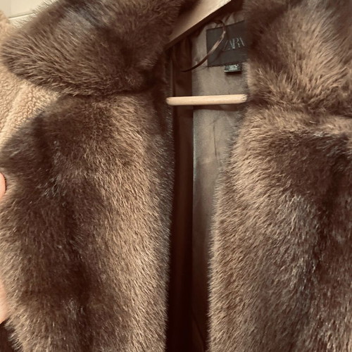 Zara oversized eco fur brown new