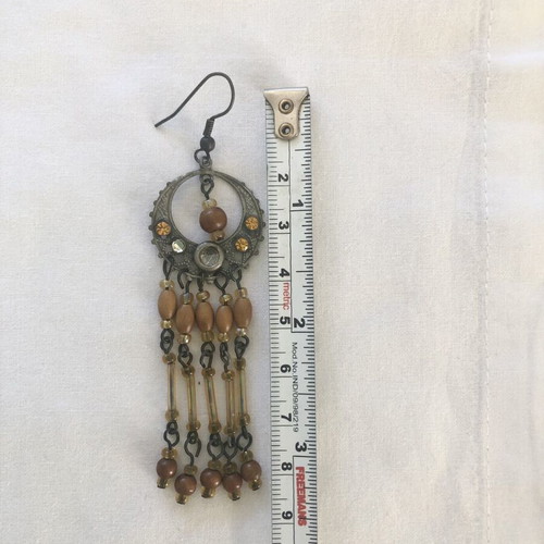 Boho Ethnic chandelier earrings used with wooden and glass beads