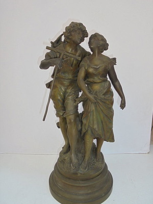 Sculpture of two peasants man and woman, French, about 130 years old