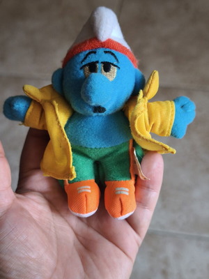 June Smurf vintage plush toy with jacket, 2000 McDonalds collectible