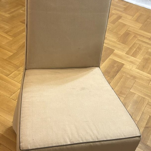 Dining Chairs used, set of 6, beige fabric with dark piping
