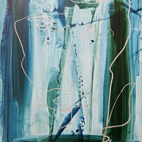 Be Wise original painting like new with acrylics and silver details