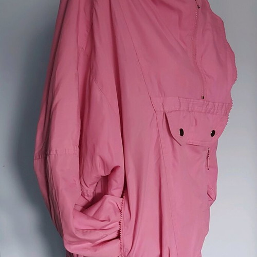 Vintage warm padded jacket with hidden hood Rodeo by C&A used, pink