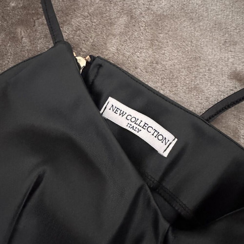 Black faux leather crop top