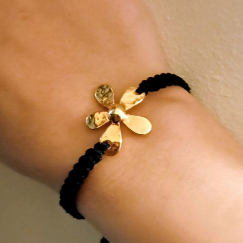 Macrame bracelet handmade adjustable, black, new