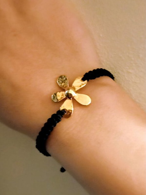 Macrame bracelet handmade adjustable, black, new