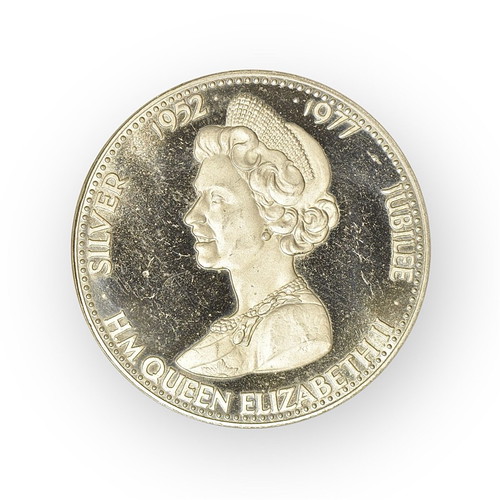 Queen Elizabeth II Jubilee 1952-1977 silver souvenir medal coin used