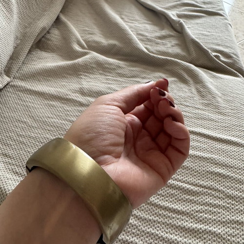 Vintage wide cuff bracelet with black stones like new
