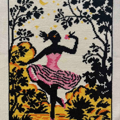 Handmade textile artwork with ballerina design